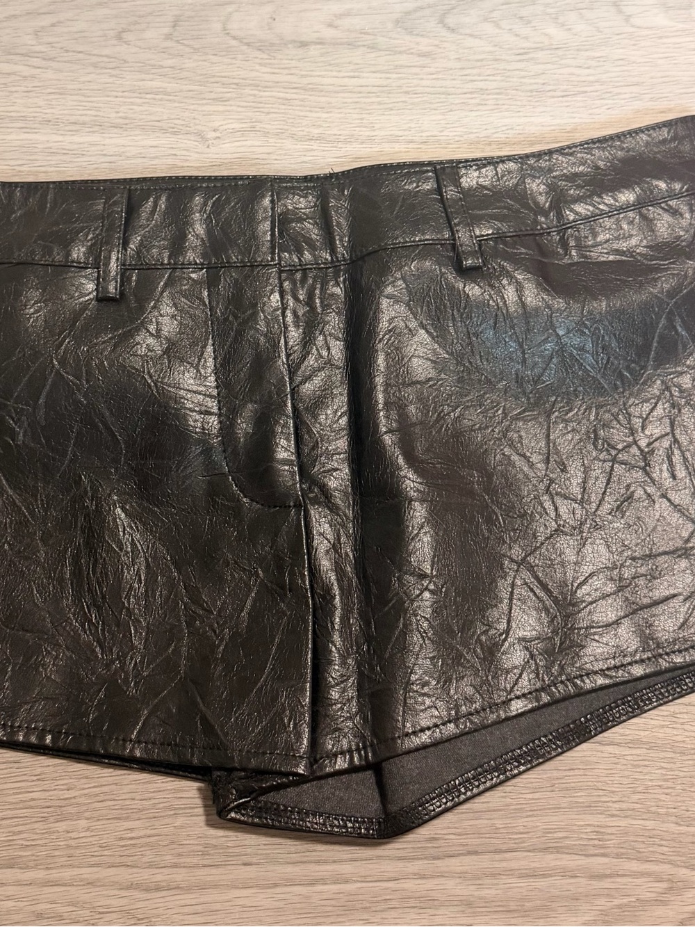 SHEIN Black Faux Leather High-Waist Shorts